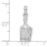 De-Ani Sterling Silver Rhodium-Plated Polished Cheese Board with Knife Pendant - Image 4