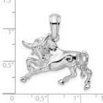 De-Ani Sterling Silver Rhodium-Plated Polished Raging Bull Pendant - Image 3