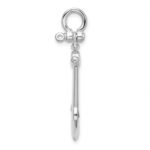 De-Ani Sterling Silver Rhodium-Plated Polished 3D Small Anchor Pendant - Image 2