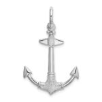 De-Ani Sterling Silver Rhodium-Plated Polished and Textured 3D Anchor Pendant