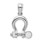 De-Ani Sterling Silver Rhodium-Plated Polished 3D Large Shackle Link Pendant