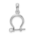 De-Ani Sterling Silver Rhodium-Plated Polished 3D Small Shackle Link Pendant - Image 4