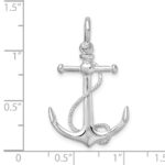 De-Ani Sterling Silver Rhodium-Plated Polished 3D Anchor with Rope Pendant - Image 3