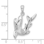 De-Ani Sterling Silver Rhodium-Plated Polished Jumping Shark Pendant - Image 3