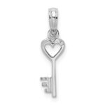 De-Ani Sterling Silver Rhodium-Plated Polished Key with Heart Top Pendant - Image 4