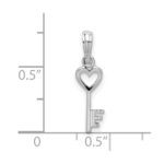 De-Ani Sterling Silver Rhodium-Plated Polished Key with Heart Top Pendant - Image 3