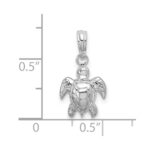 De-Ani Sterling Silver Rhodium-Plated Polished Mini Sea Turtle Pendant - Image 3