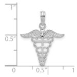 De-Ani Sterling Silver Rhodium-plated Polished Cut-Out Caduceus Pendant - Image 3