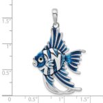 De-Ani Sterling Silver Rhodium-Plated Polished Enameled Angel Fish Pendant - Image 3