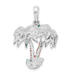 De-Ani Sterling Silver Rhodium-Plated Polished Enameled Palm Trees Pendant - Image 4