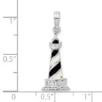 De-Ani Sterling Silver Rhodium-Plated Enameled Cape Hatteras Lighthouse Pendant - Image 3