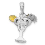 De-Ani Sterling Silver Rhodium-Plated Polished Enameled Margarita Pendant - Image 4