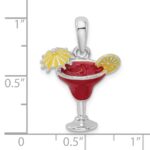 De-Ani Sterling Silver Rhodium-Plated Polished Enameled Margarita Pendant - Image 3