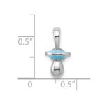 De-Ani Sterling Silver Rhodium-Plated 3D Blue Enameled Pacifier Pendant - Image 3