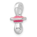 De-Ani Sterling Silver Rhodium-Plated 3D Pink Enameled Pacifier Pendant - Image 5