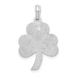 De-Ani Sterling Silver Rhodium-Plated Polished Enameled Shamrock Pendant - Image 4