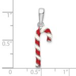 De-Ani Sterling Silver Rhodium-Plated 3D Enameled Candy Cane Pendant - Image 3