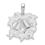 De-Ani Sterling Silver Rhodium-Plated Polished Enameled Bells and Holly Pendant - Image 4