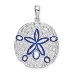 De-Ani Sterling Silver Rhodium-Plated Polished Enameled Sand Dollar Pendant