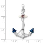 De-Ani Sterling Silver Rhodium-Plated Polished 3D Enameled Anchor Pendant - Image 3