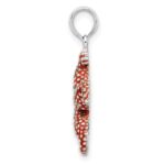 De-Ani Sterling Silver Rhodium-Plated Enameled Orange Starfish Pendant - Image 2