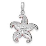 De-Ani Sterling Silver Rhodium-Plated Enameled Orange Starfish Pendant - Image 4
