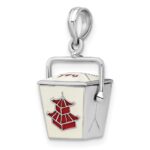 De-Ani Sterling Silver Rhodium-Plated 3D Moveable Enameled Chinese Takeout Pendant - Image 5