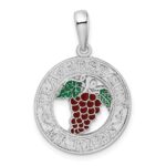 De-Ani Sterling Silver Rhodium-Plated Enameled Traverse City Michigan with Grapes Pendant