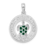 De-Ani Sterling Silver Rhodium-Plated Enameled Turks and Caicos with Turtle Pendant