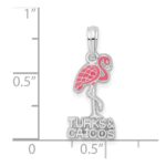 De-Ani Sterling Silver Rhodium-Plated Enameled Turks and Caicos with Flamingo Pendant - Image 3