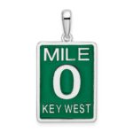 De-Ani Sterling Silver Rhodium-Plated Enameled Large Key West Mile 0 Pendant