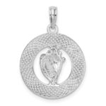 De-Ani Sterling Silver Rhodium-Plated Enameled Bahamas Circle with Shell Pendant - Image 4
