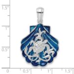 De-Ani Sterling Silver Rhodium-Plated Enameled Blue Shell with Turtle Pendant - Image 3