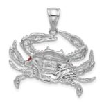 De-Ani Sterling Silver Rhodium-Plated Polished Enameled Blue Crab Pendant - Image 4