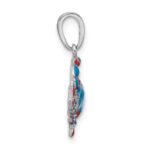 De-Ani Sterling Silver Rhodium-Plated Polished Enameled Blue Crab Pendant - Image 2