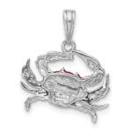 De-Ani Sterling Silver Rhodium-Plated Polished Enameled Blue Crab Pendant - Image 4
