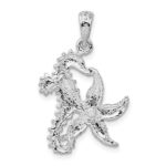 De-Ani Sterling Silver Rhodium-Plated Seahorse Starfish with 14k Pendant - Image 4