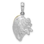 De-Ani Sterling Silver Rhodium-Plated 3D Conch Shell with 14k Accent Pendant - Image 4