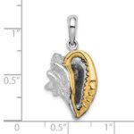 De-Ani Sterling Silver Rhodium-Plated 3D Conch Shell with 14k Accent Pendant - Image 3