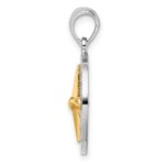 De-Ani Sterling Silver Rhodium-Plated Small Compass with 14k Needle Pendant - Image 2