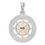 De-Ani Sterling Silver Rhodium-Plated Small Compass with 14k Needle Pendant - Image 4