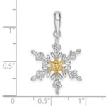 De-Ani Sterling Silver Rhodium-Plated Lacey Snowflake with 14k Center Pendant - Image 3