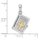 De-Ani Sterling Silver Rhodium-Plated Polished 3D Lords Prayer Holy Bible Pendant - Image 5