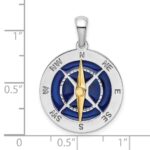 De-Ani Sterling Silver Rhodium-Plated Enameled Compass with 14k Moving Needle Pendant - Image 3