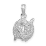De-Ani Sterling Silver Rhodium-Plated Polished 3D Pisces Zodiac Pendant