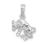 De-Ani Sterling Silver Rhodium-Plated Polished 3D Taurus Zodiac Pendant