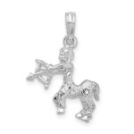 De-Ani Sterling Silver Rhodium-Plated Polished 3D Sagittarius Zodiac Pendant