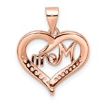 Sterling Silver Rose Tone CZ Mom Heart Pendant - Image 4