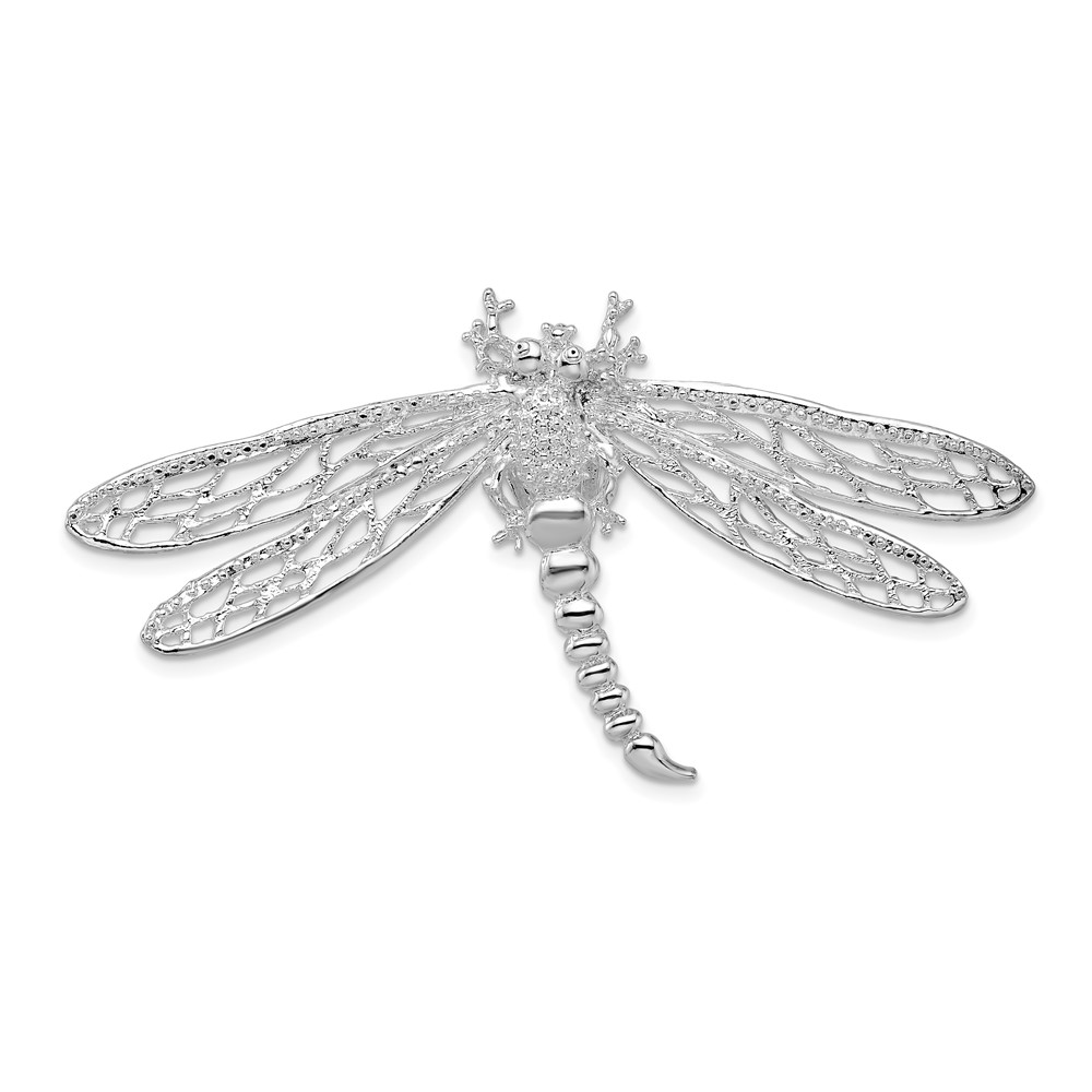 QC11031.jpg De-Ani Sterling Silver Rhodium-Plated Polished Dragonfly with Filigree Wings Slide - Image 1