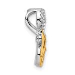 Sterling Silver Rhodium-plated CZ Gold-tone Duck Slide - Image 2